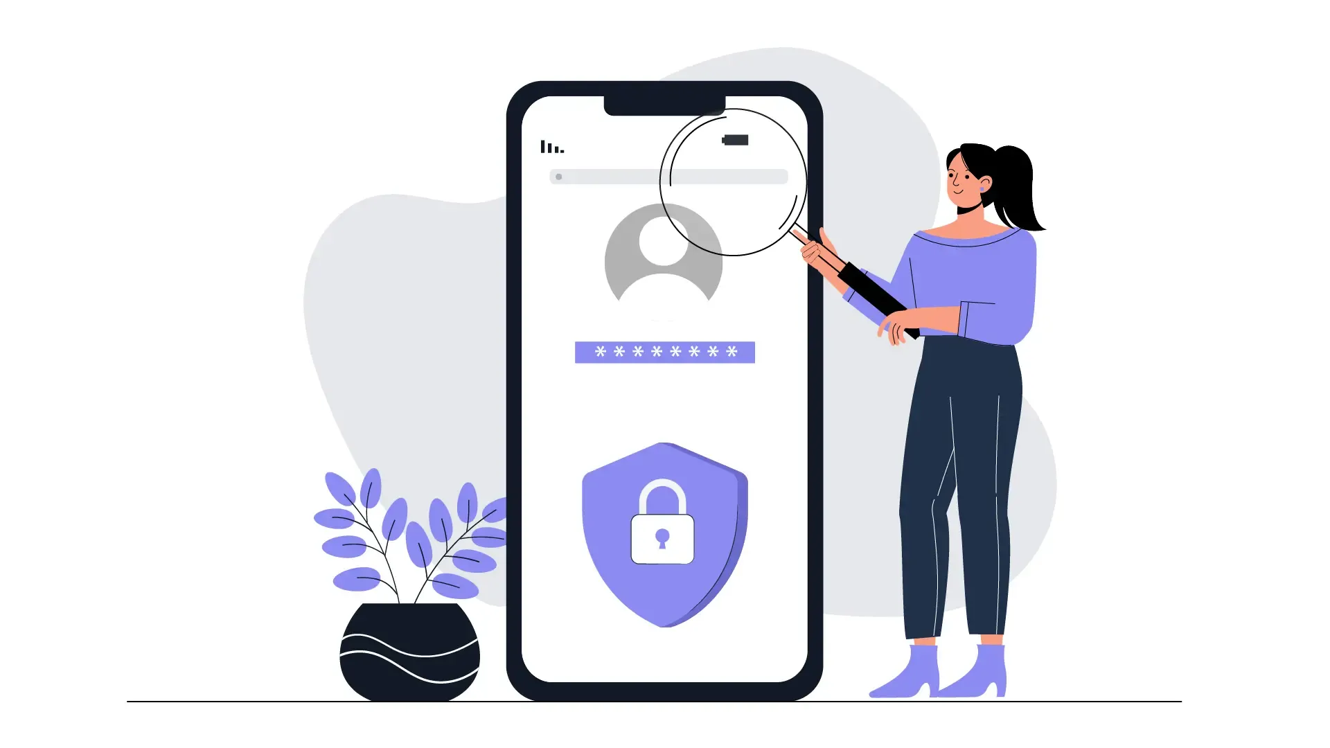 Flat Vector Data Protection Illustration Woman Securing Information on Smartphone